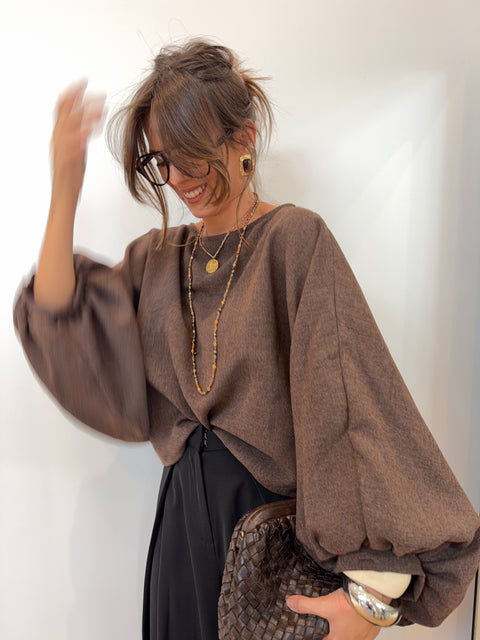 Haut manches bouffantes - IBIZA choco