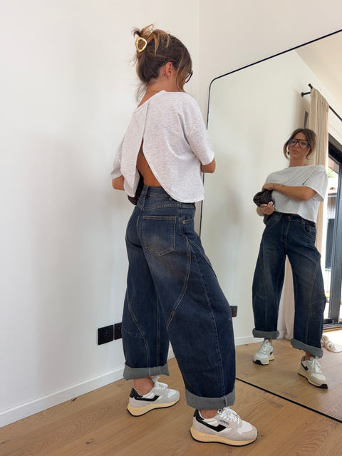 Jeans ballon - bleu brut