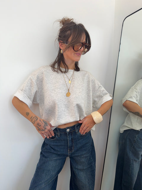 T-shirt parfait manches courtes - gris chiné