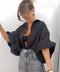 Chemise manches bouffantes - noir
