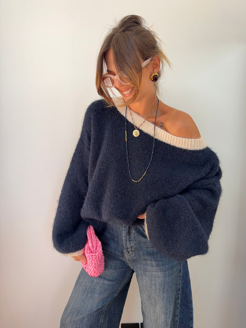 Pull Bali - bleu et beige