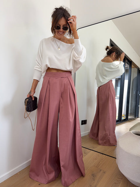 Pantalon à scratch - vieux rose