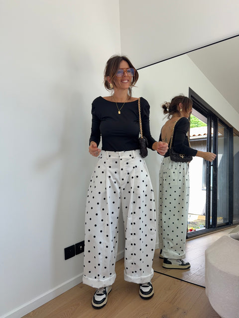 Pantalon Jacks à pois - blanc