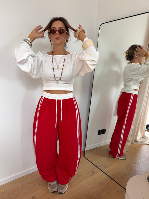 Pantalon à bandes - rouge et blanc