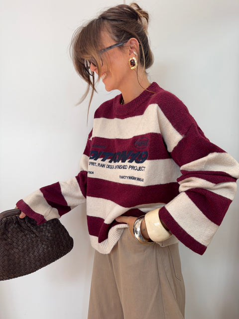 Pull à Rayure - "edition19" Bordeaux
