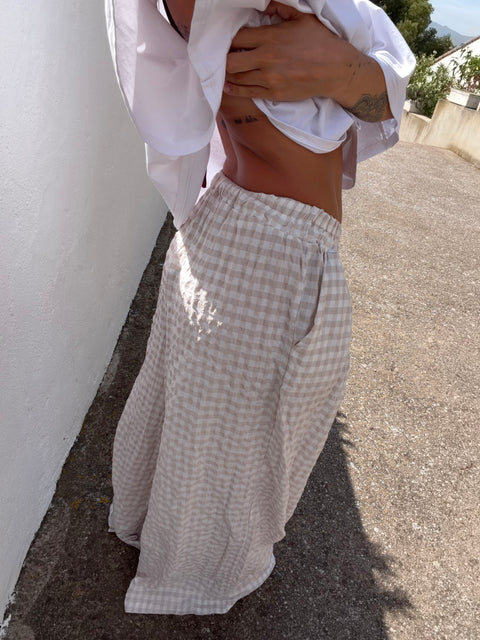 Pantalon à carreaux - beige clair (pré commande)