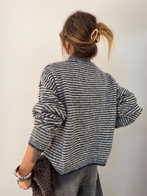 Gilet rayé - marine & blanc