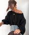 Pull asymétrique manches longues - noir