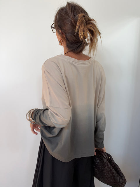 Tee-shirt tie and die - beige et gris
