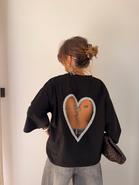 T-shirt coeur - noir
