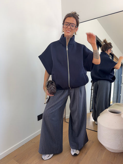 Veste sweat à zip - bleu marine