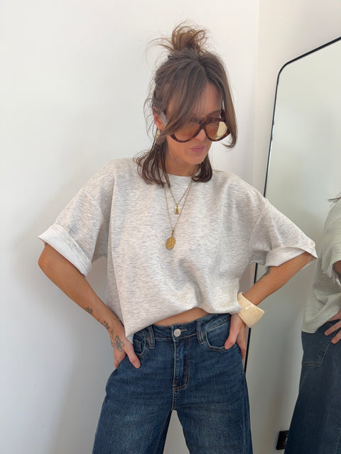 T-shirt parfait manches courtes - gris chiné