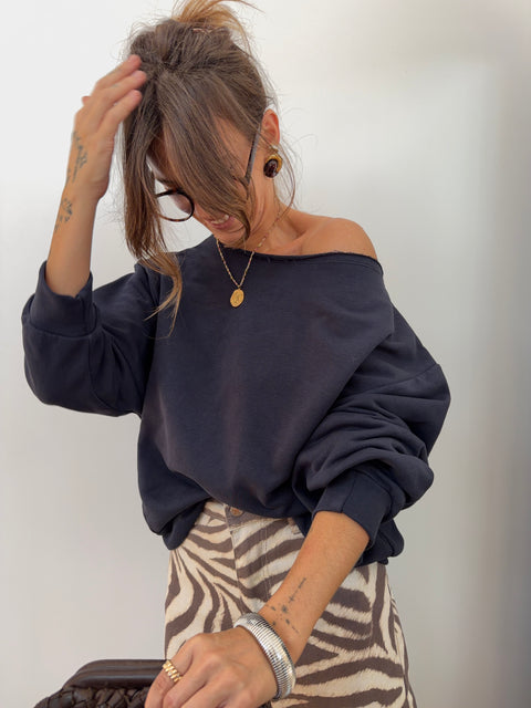 Sweat asymétrique - bleu marine