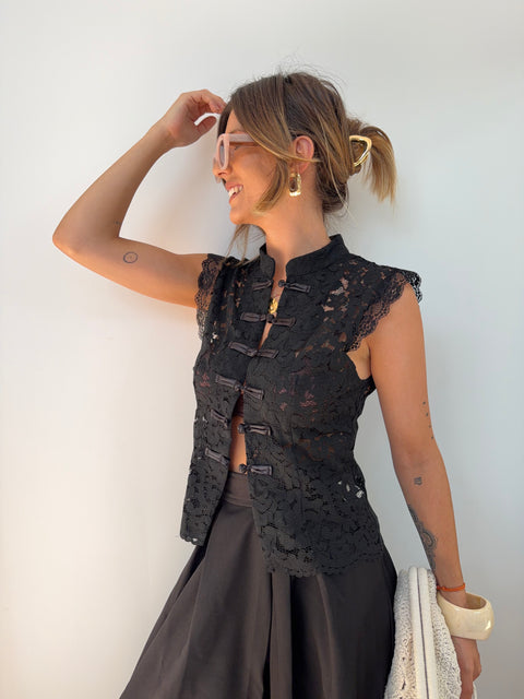 Top en dentelle - noir