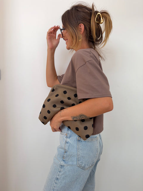 Pochette - à pois taupe