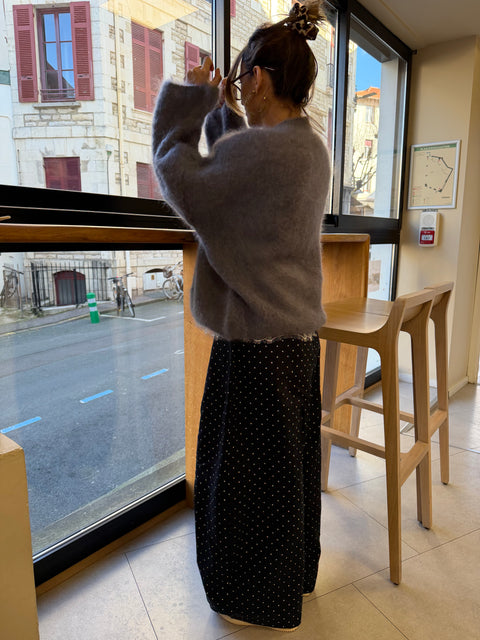Pantalon baggy à pois - bleu marine