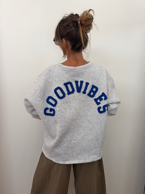 Pull GOOD VIBES - bleu roi