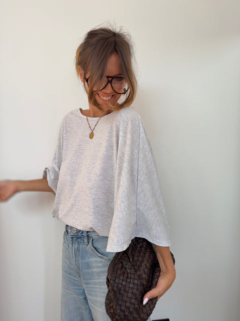 T-shirt Lover's dos nu V - gris chiné