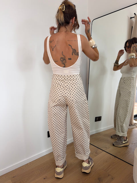 Jeans à pois - beige et choco