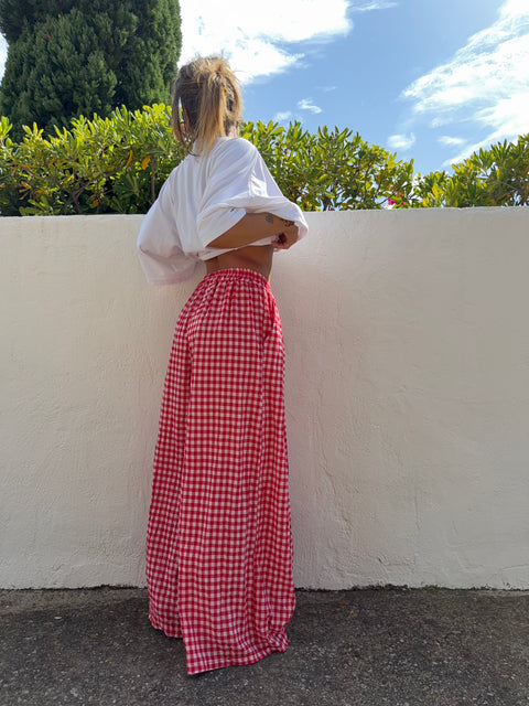 Pantalon à carreaux - rouge (pré commande)