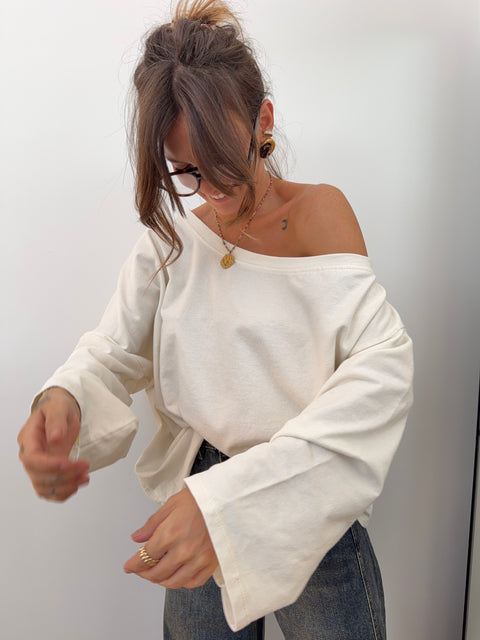 T-shirt asymétrique - écru