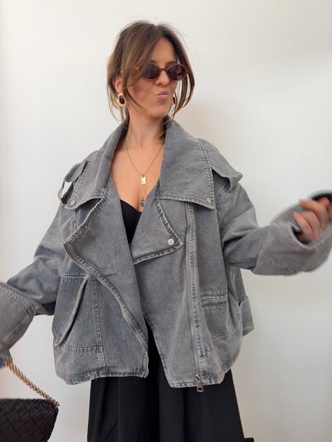 Veste en jean oversize - grise
