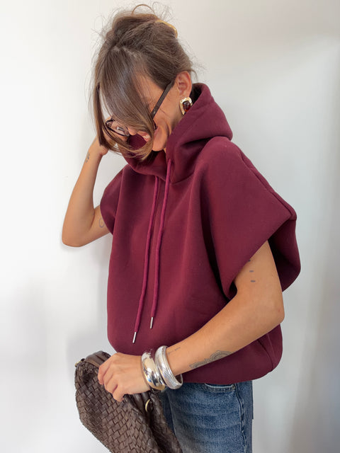 Sweat oversize à capuche - prune