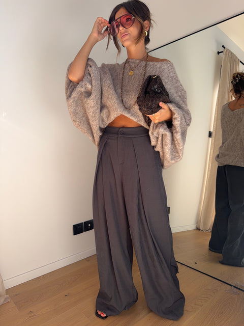 Pantalon droit - gris