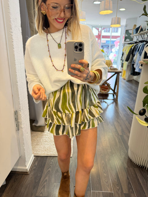 Jupe short - zébré verte