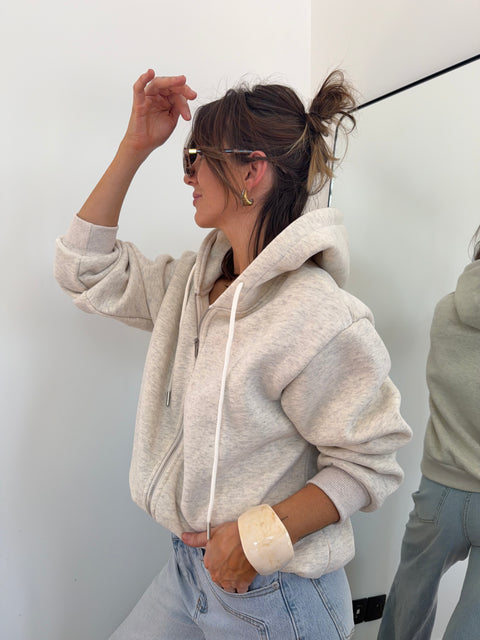 Veste sweat à zip - greige