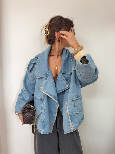 Veste en jean oversize - bleu clair