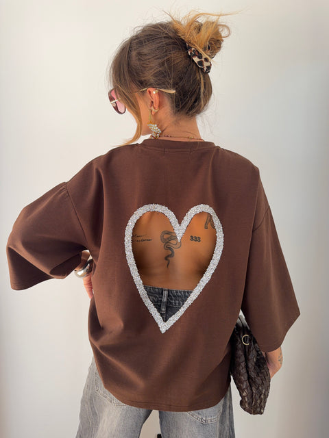 T-shirt coeur - chocolat