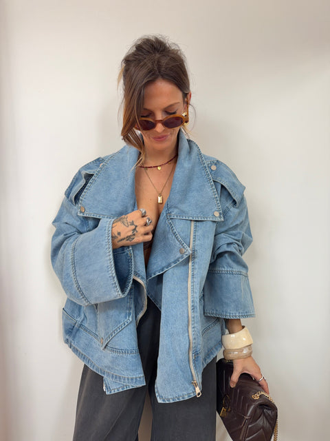 Veste en jean oversize - bleu clair