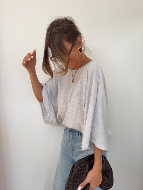 T-shirt Lover's dos nu V - gris chiné