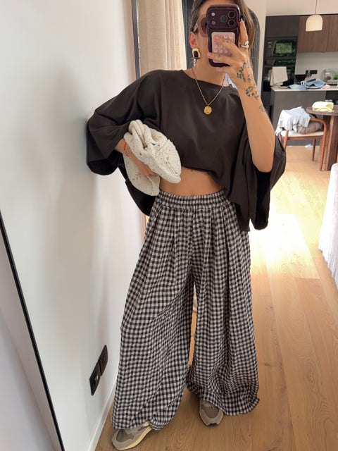 Pantalon à carreau - chocolat