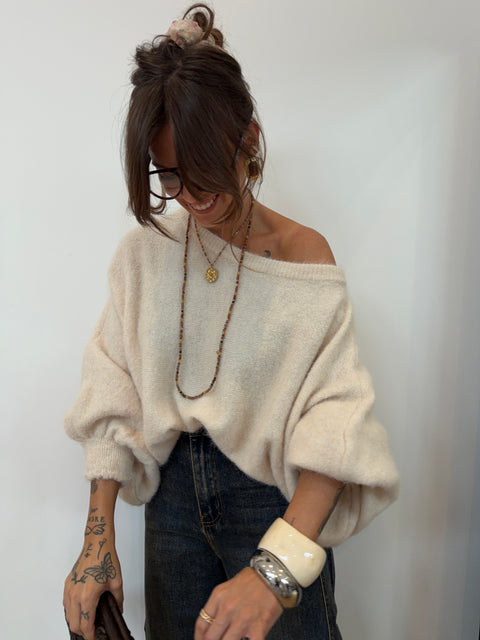 Pull asymétrique - écru