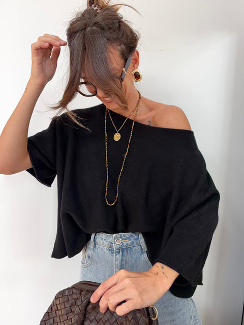 Pull basic manche courte - noir
