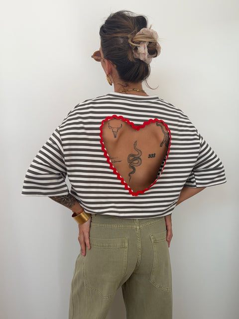 T-shirt coeur - kaki