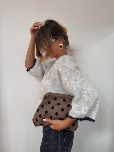 Pull avec détail col - gris et bleu marine