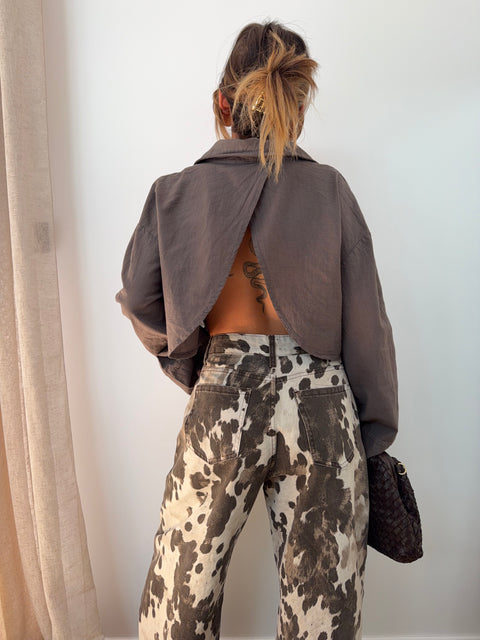 Chemise lin courte Lover's - taupe