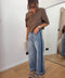 Jeans droit à bandes