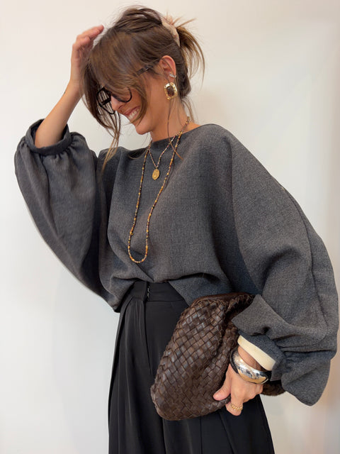 Haut manches bouffantes - IBIZA gris