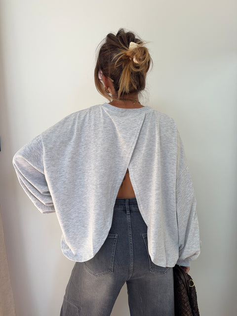 Sweat dos nu - gris chiné
