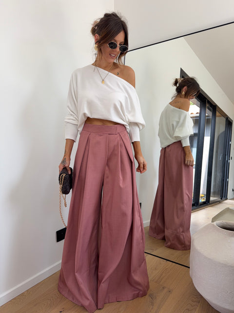 Pantalon à scratch - vieux rose