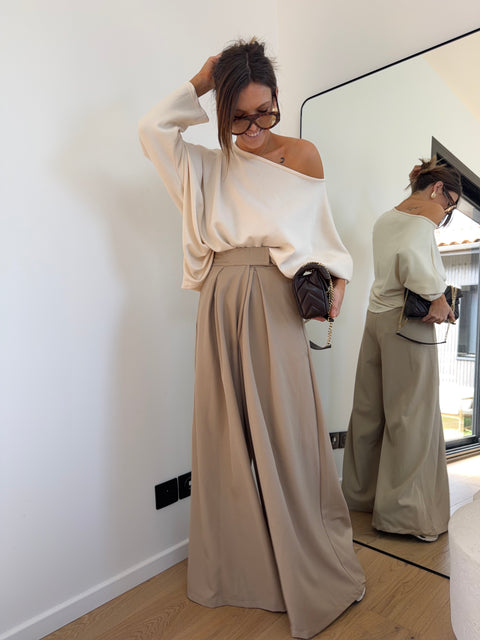 Pantalon à scratch - beige