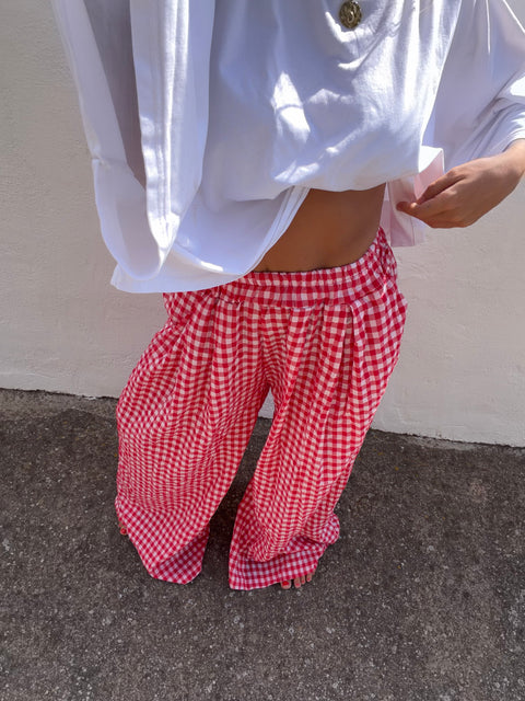 Pantalon à carreaux - rouge (pré commande)