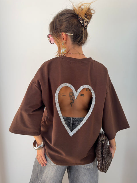 T-shirt coeur - chocolat