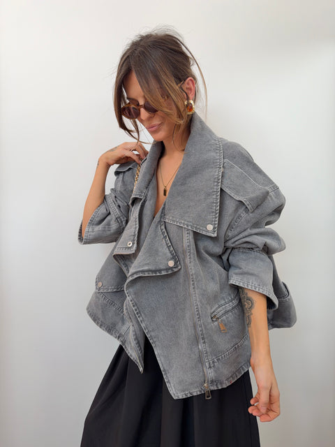 Veste en jean oversize - grise
