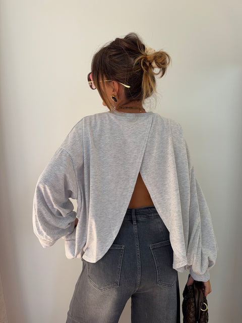 Sweat dos nu - gris chiné