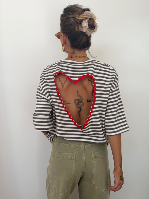 T-shirt coeur - kaki